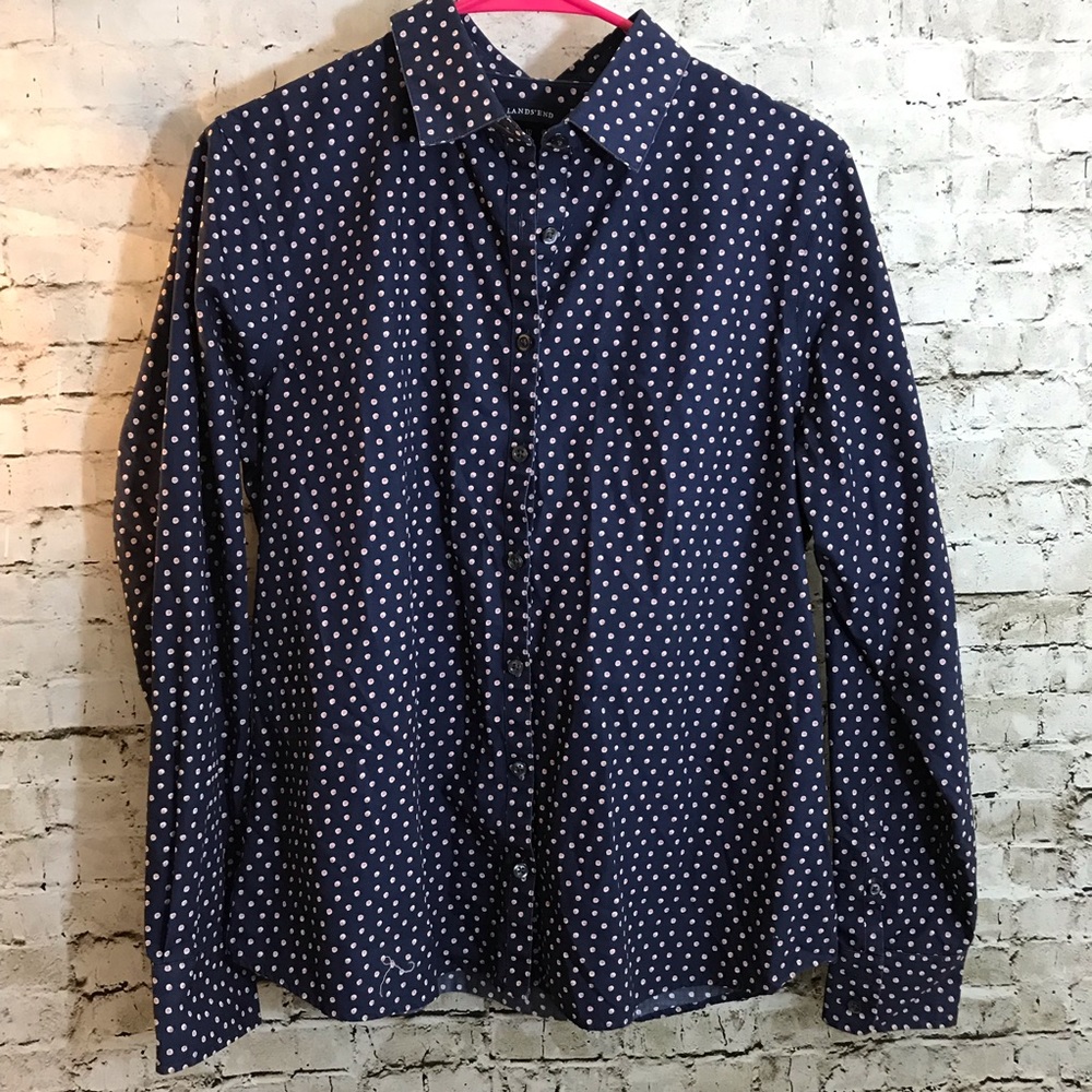 Land’s End polka dot blouse pink/blue